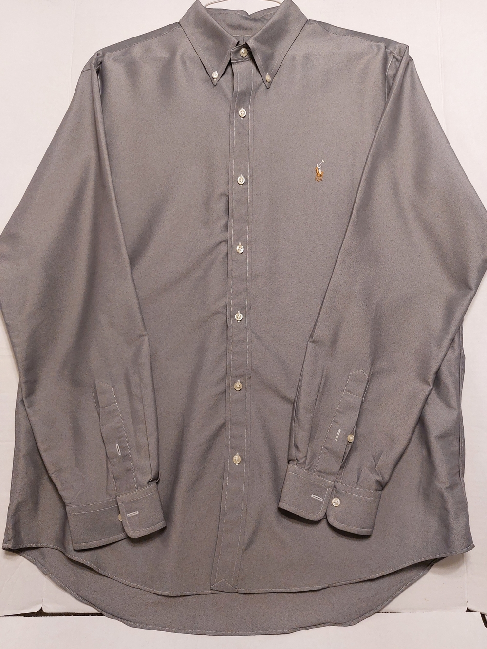 Ralph Lauren Men's Button-Down Dress Shirt in Gray with Embroidered Pony
